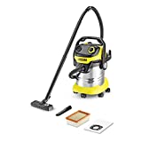 Aspirador Sólido-Líquido Premium WD 5 de Kärcher - Capacidad del compartimento de recogida 25 l, Acero inoxidable, Potencia 240 W de aire, 1100 W - Bolsa, Filtro plisado, Boquilla plana